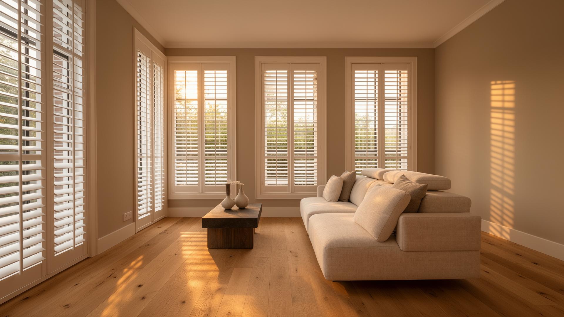Interieur met witte plantation shutters